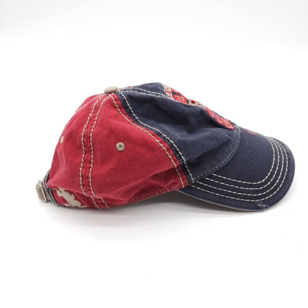 Disneyland Resort Park Hat Distressed Red Blue Strapback Ball Cap Adult One Size